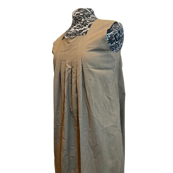 Vintage Style 90s Handmade Pinafore Dress Brown‎ Painted Tulips Cottagecore L - Picture 14 of 15